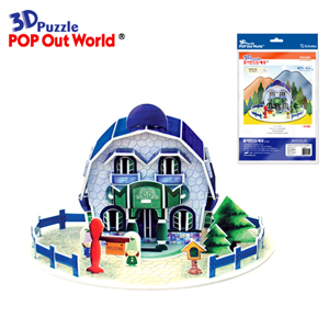 3D Puzzle House Card-Blue  Made in Korea